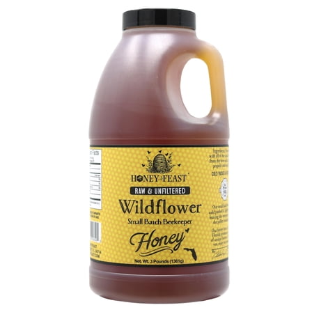 HONEY FEAST 3 Pounds Raw Wildflower Honey | from American Organic floral sources