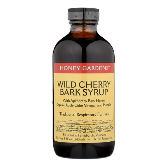 Honey Gardens Wild Cherry Bark Syrup with Apitherapy Raw Honey, Propolis & Wild Crafted Herbs | Traditional Respiratory Formula