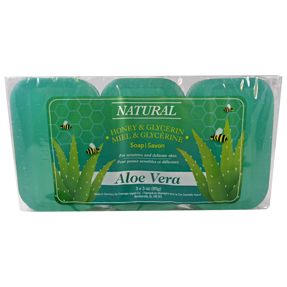 Honey Glycerine Natural Aloe Vera Soap Bar 3 x 85g (3 x 3oz) 