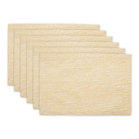 Honey Gold And Off-White Tonal Recycled Cotton Slubby Rib Placemat (Set of 6)
