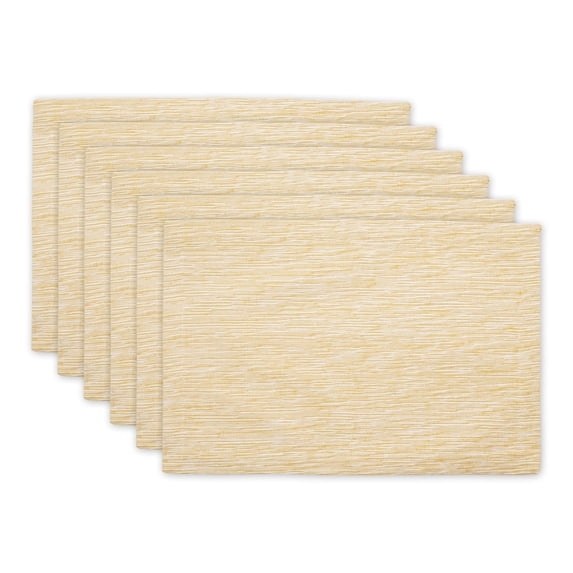 Honey Gold And Off-White Tonal Recycled Cotton Slubby Rib Placemat (Set of 6)