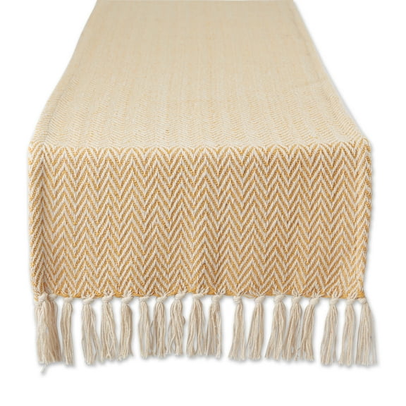 Honey Gold Chevron Cotton Table Runner 15x72
