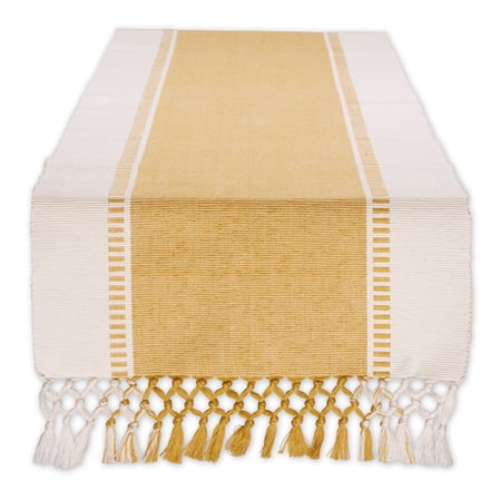 Honey Gold Dobby Stripe Ribbed Table Runner 13x72