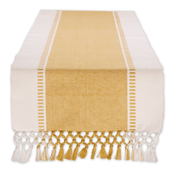 Honey Gold Dobby Stripe Ribbed Table Runner 13x72