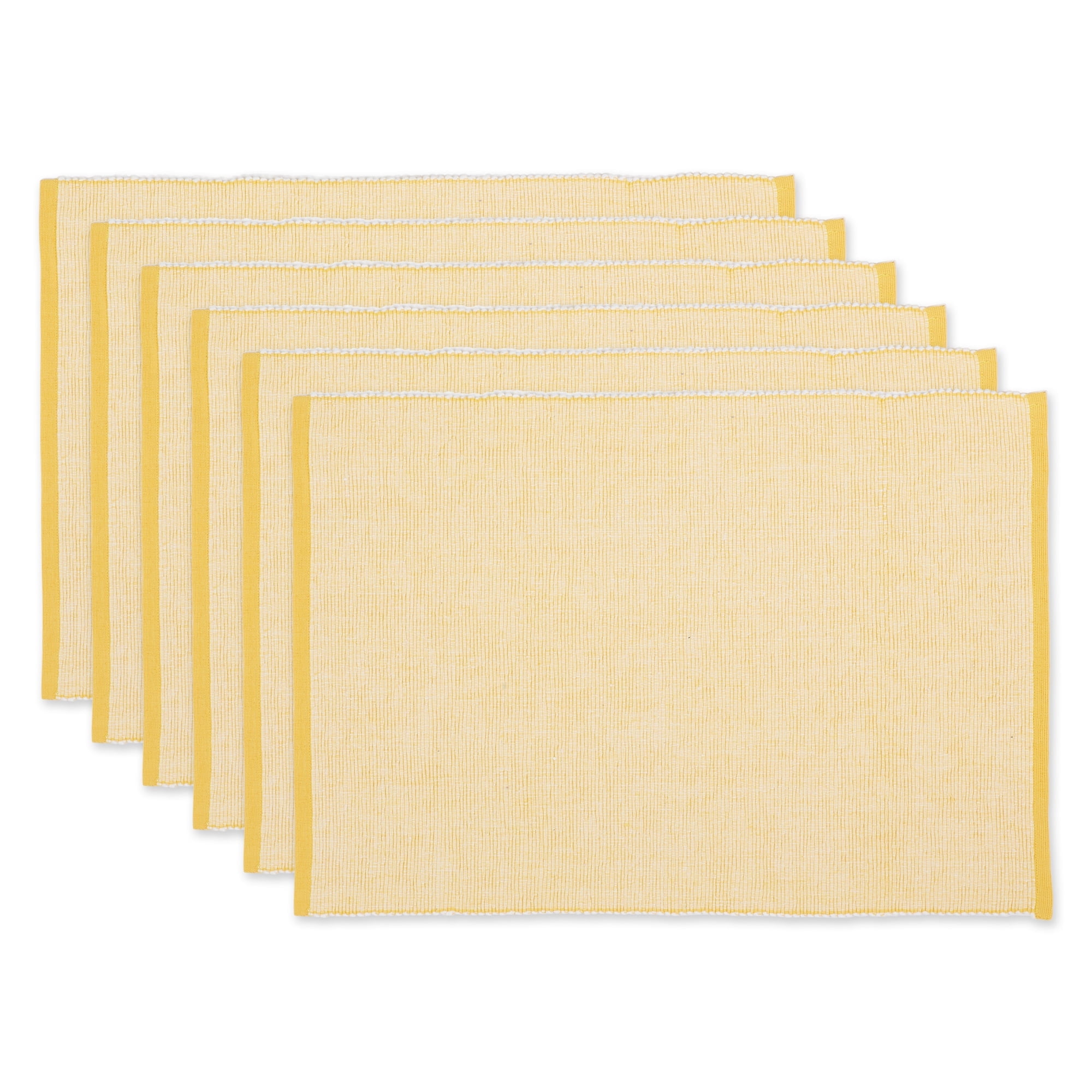 Honey Gold Eco-Friendly Chambray Ribbed Fabric Placemat Set of 6