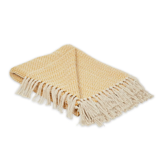 Honey Gold Handloom Chevron Throw