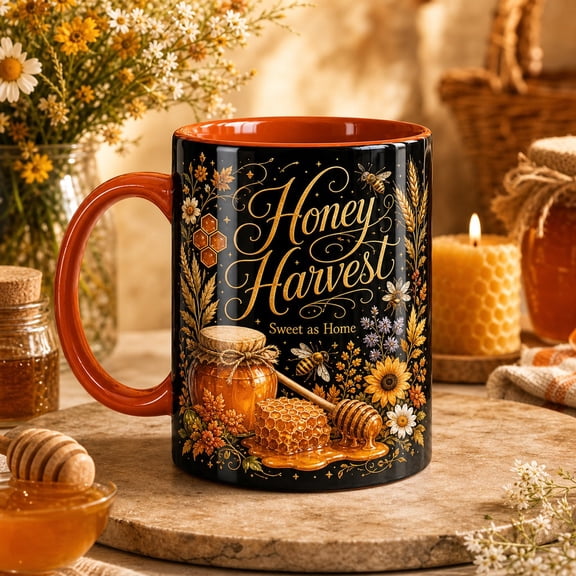 Honey Harvest Mug Fall Floral Bee Design