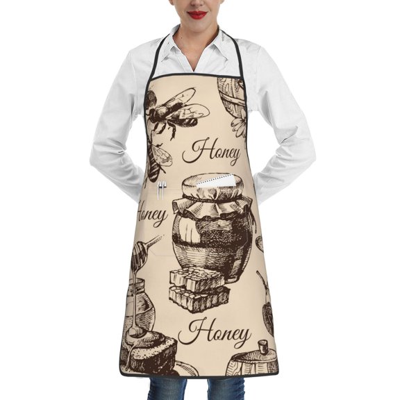 Honey Honeycomb Vintage Apron with Pocket Cooking Waterproof Bib Aprons for Kitchen Baking Chef Gardening BBQ