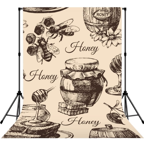 Honey Honeycomb Vintage Photography Backdrop 5x7Ft Background for Photo Studio Video Recording Birthday Party Wedding Home Decor