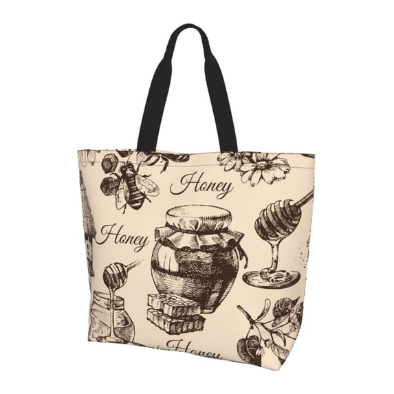 Honey Honeycomb Vintage Women Reusable Bag Large Shoulder Handbag Top Handle Purse Tote
