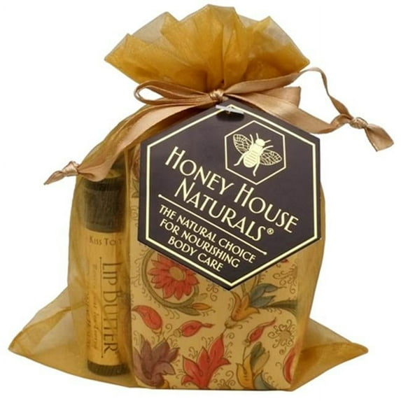 Honey House Naturals SGSN Soap Gift Set NaturalBee Bar, Natural Lip Butter and 3.5 oz. Honey Blossom Soap, Honey Fragrance