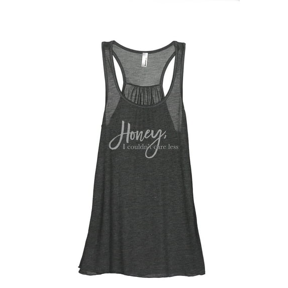 Honey I Couldn't Care Less Women's Fashion Sleeveless Flowy Racerback Workout Yoga Tank Top Charcoal Grey Small