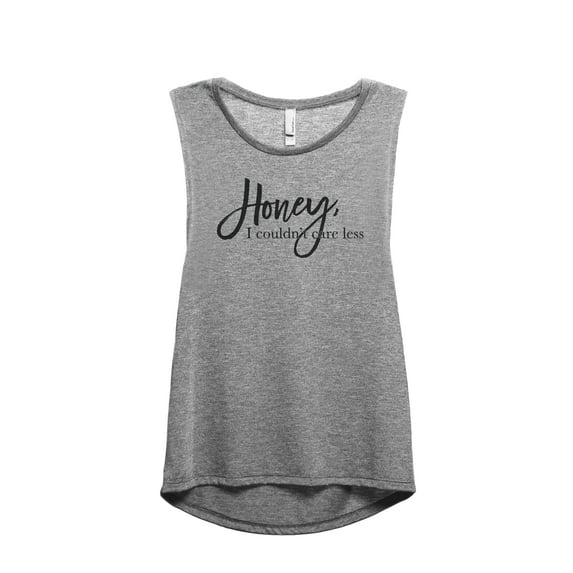 Honey I Couldn't Care Less Women's Fashion Sleeveless Muscle Workout Yoga Tank Top Heather Grey Grey Large