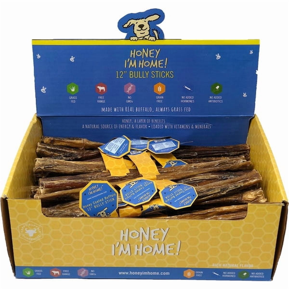 Honey Im Home Dog Buffalo Bully 12 Inches 50 Count Bulk