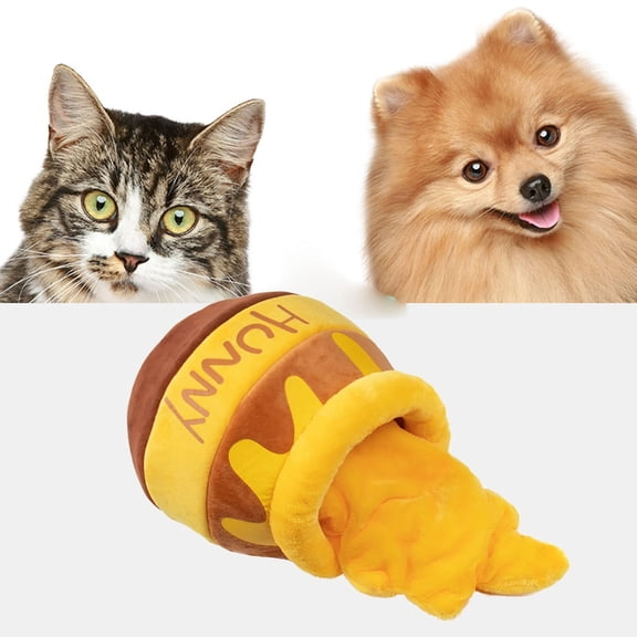Honey Jar Cat Bed 45cm, Winter Cozy Pet Bed for Cats & Small Dogs, Removable Washable Velvet, Canned Food Shape Design