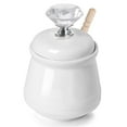 thumbnail image 1 of Honey Jar,Ceramic Honey Pot with Dipper and Crystal Lid 12oz,Silver, 1 of 6