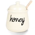 thumbnail image 1 of Honey Jar with Dipper and Lid, Ceramic Honey Pot 12oz, Beige, 1 of 5