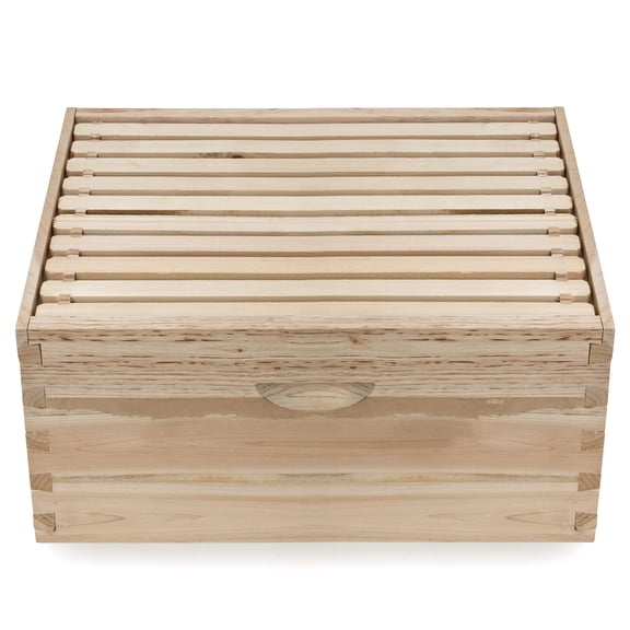 Honey Keeper Beehive 10 Frame Kit Super Box and 10 Deep Frames with Foundations for Langstroth Beekeeping