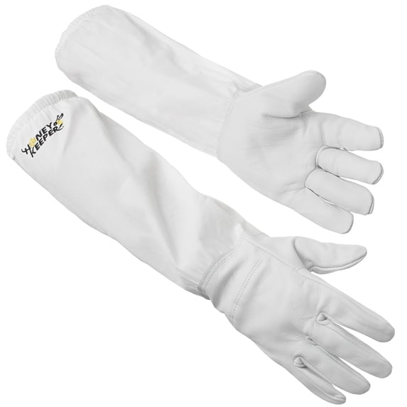 Honey Keeper Beekeeping Gloves, Medium - Goatskin Leather with Canvas Sleeve and Elastic Cuff