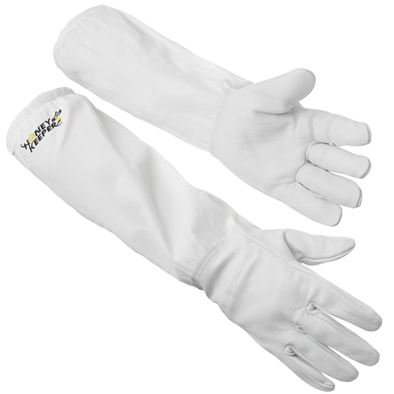 Honey Keeper Beekeeping Gloves, Medium - Goatskin Leather with Canvas Sleeve and Elastic Cuff
