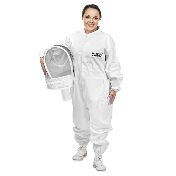 Honey Keeper Professional Cotton Full Body Beekeeping Suit with Self Supporting Veil Hood - XLarge