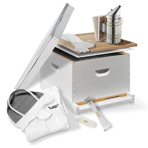 Honey Keeper Starter Beehive Kit (1 Deep Hive Body) Fully Assembled and Painted with Tools