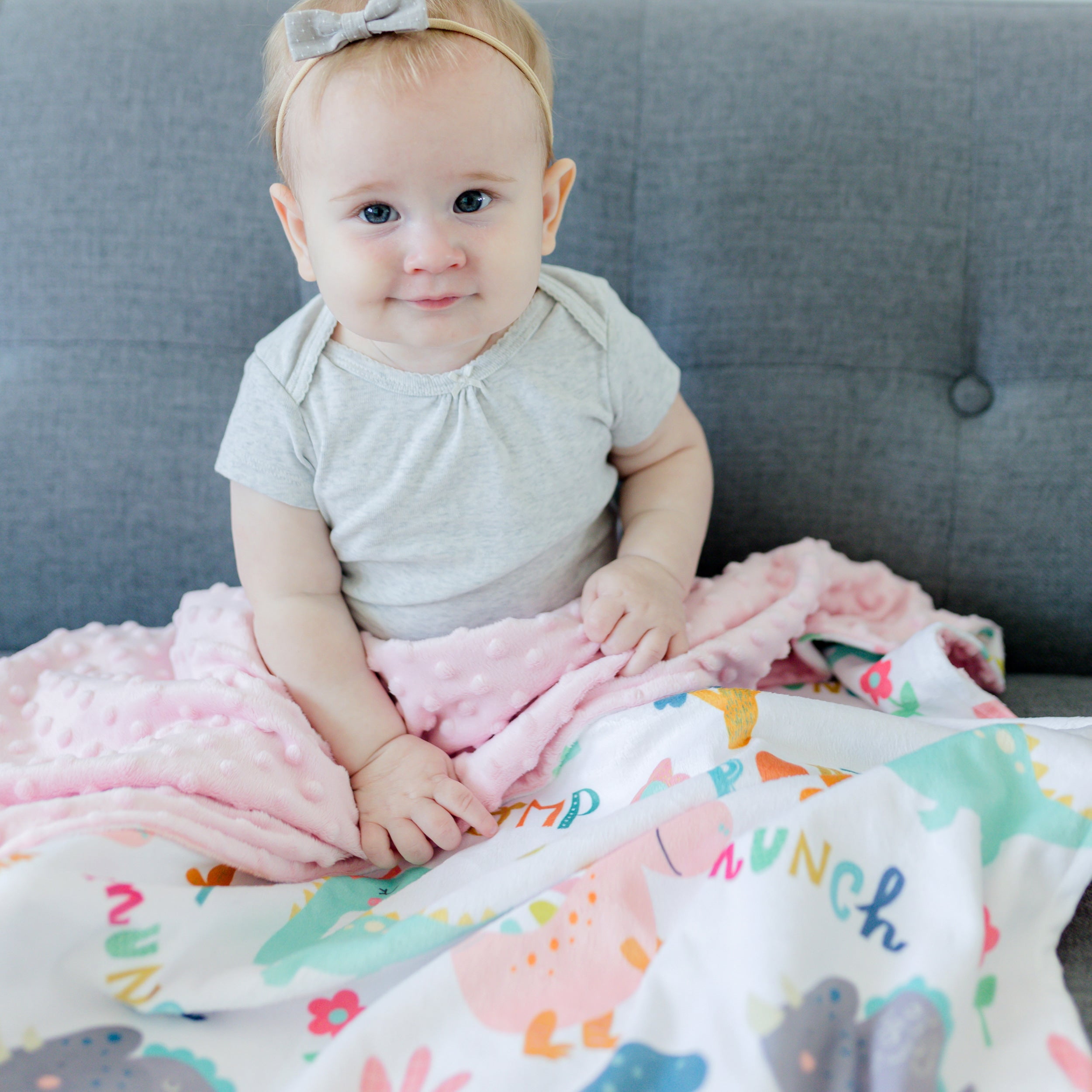 Honey Lemonade Throw Minky Blanket Dinoland Design Warm Baby Dinosaur