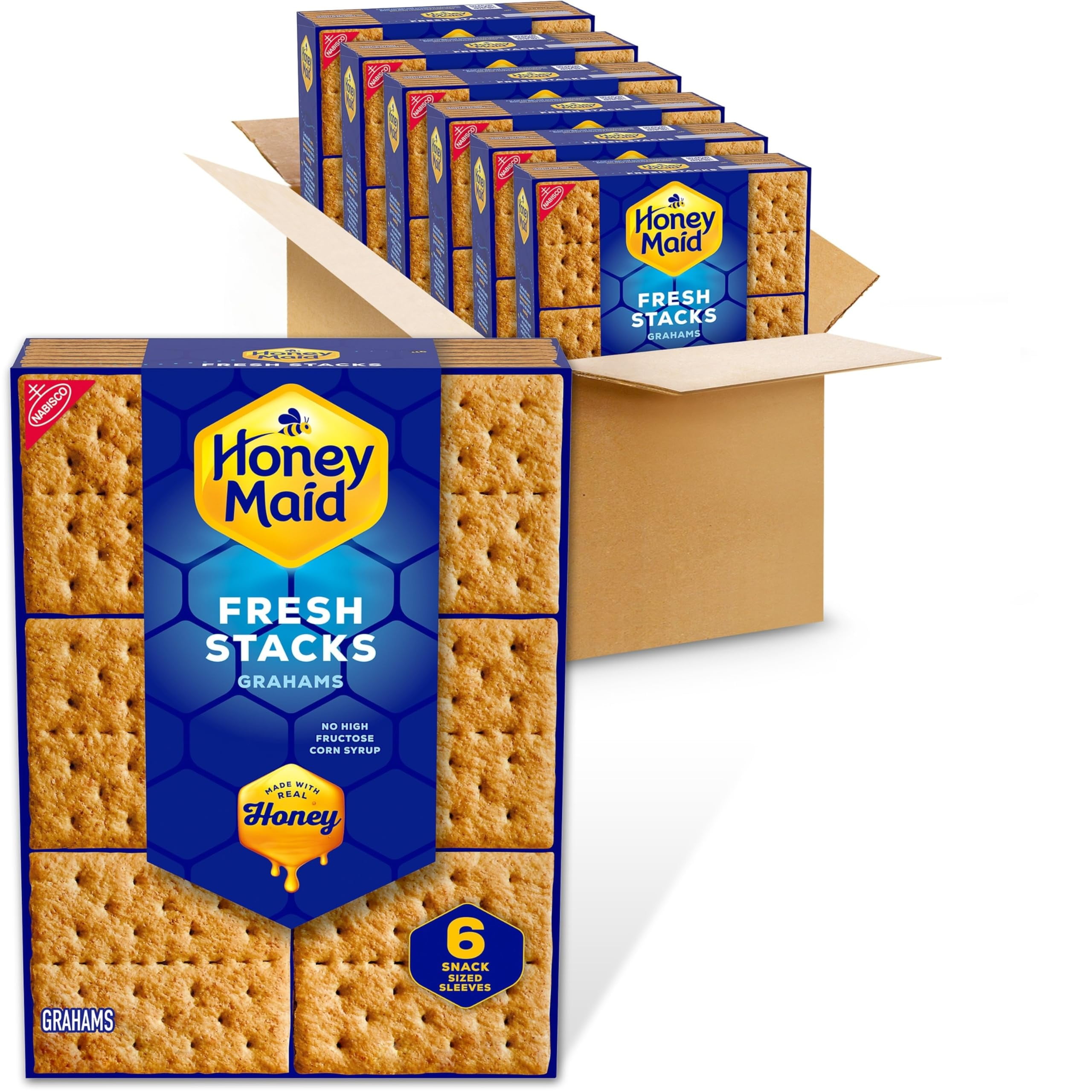 Honey Maid Fresh Stacks Graham Crackers, Bulk Travel Snacks, 6 Boxes (36 Multi Snack Packs)TA1