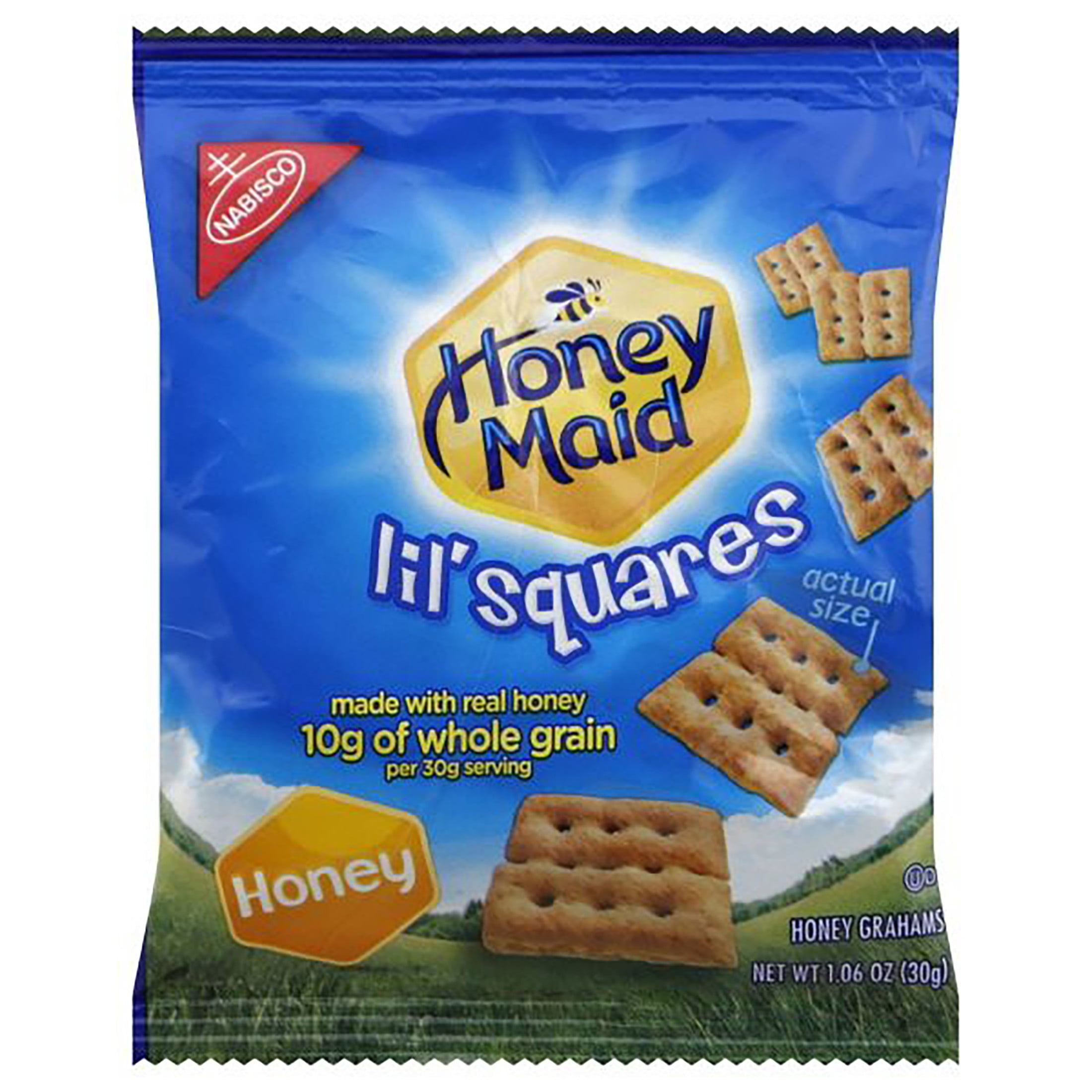 HONEY MAID Lil' Squares Honey Graham Crackers, Lunch Snacks, 1.06 oz Snack Pack