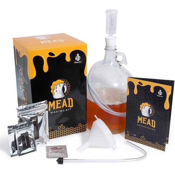 Honey Mead Making Kit with Yeast and Starter Home Brew Accessories, Reusable, Step-by-Step Brewing Process, 1 Gallon, Made in the USA