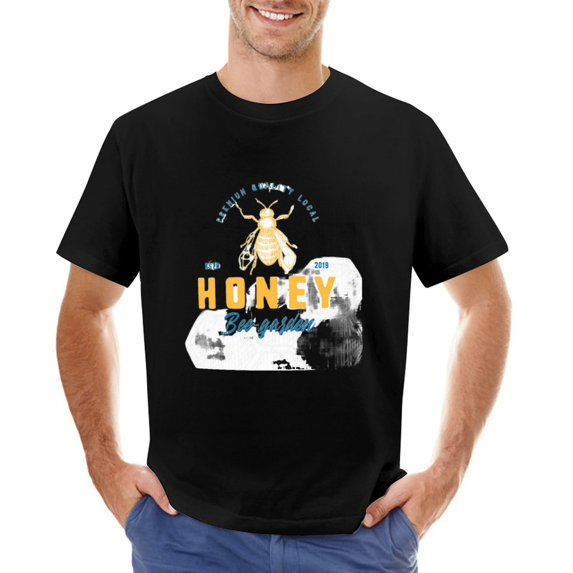 Honey Men’s Graphic T-shirt Vintage Short Sleeve Sport Tee Black L