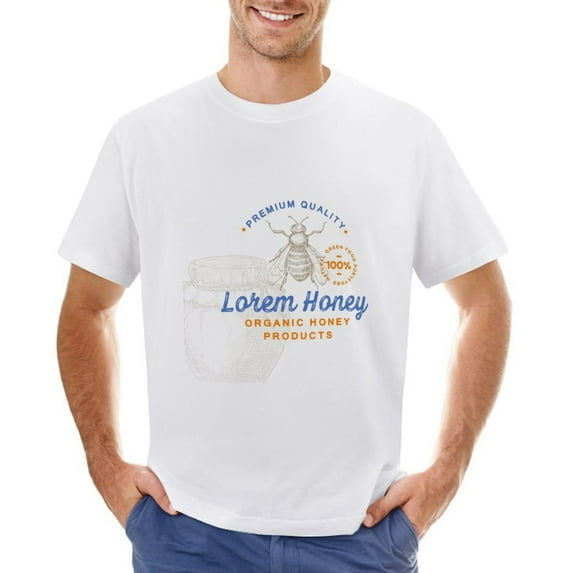 Honey Men’s Graphic T-shirt Vintage Short Sleeve Sport Tee White S