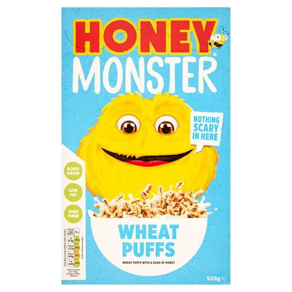 Honey Monster Wheat Puffs 520g - British Breakfast Cereal