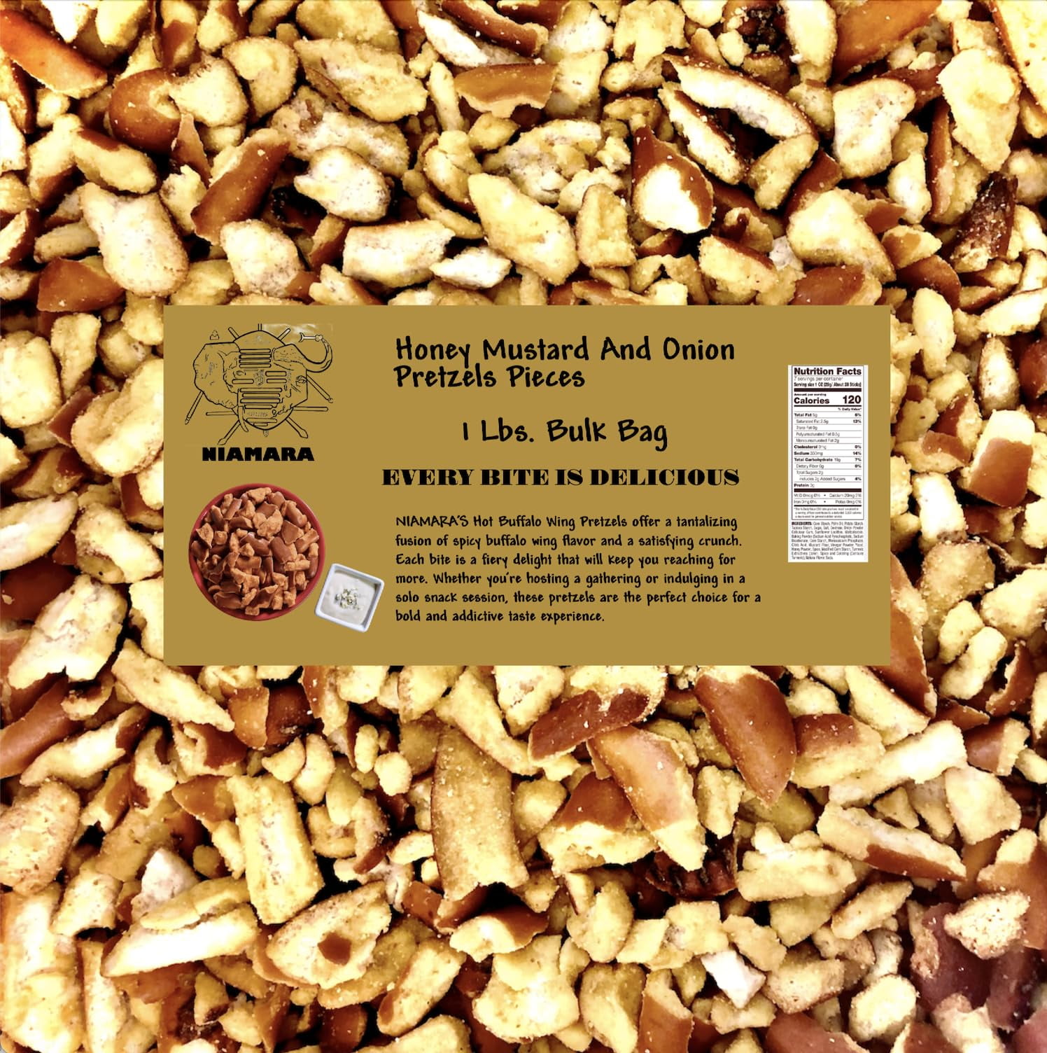 Honey Mustard & Onion JMS2 Pretzel Pieces by Niamara Crunchy Snack