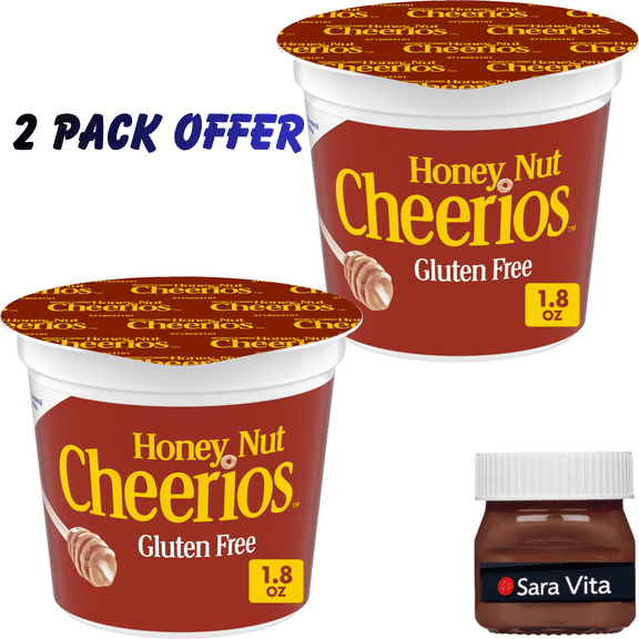 Honey Nut Cheerios Breakfast Cereal Cup, Gluten Free, Single Serve Cereal, 1.8 oz