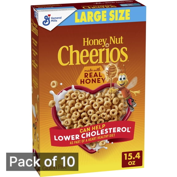 Honey Nut Cheerios, Gluten Free Cereal 15.4 oz Box (Pack of 10)