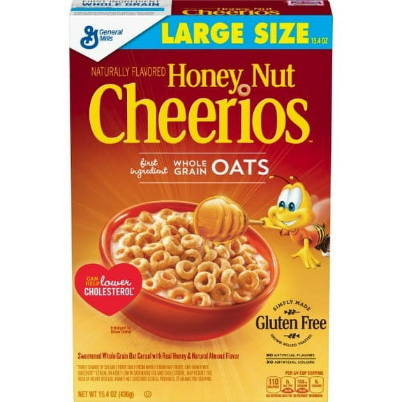 Honey Nut Cheerios Gluten Free Cereal, 15.4 Oz Box (Pack of 4)