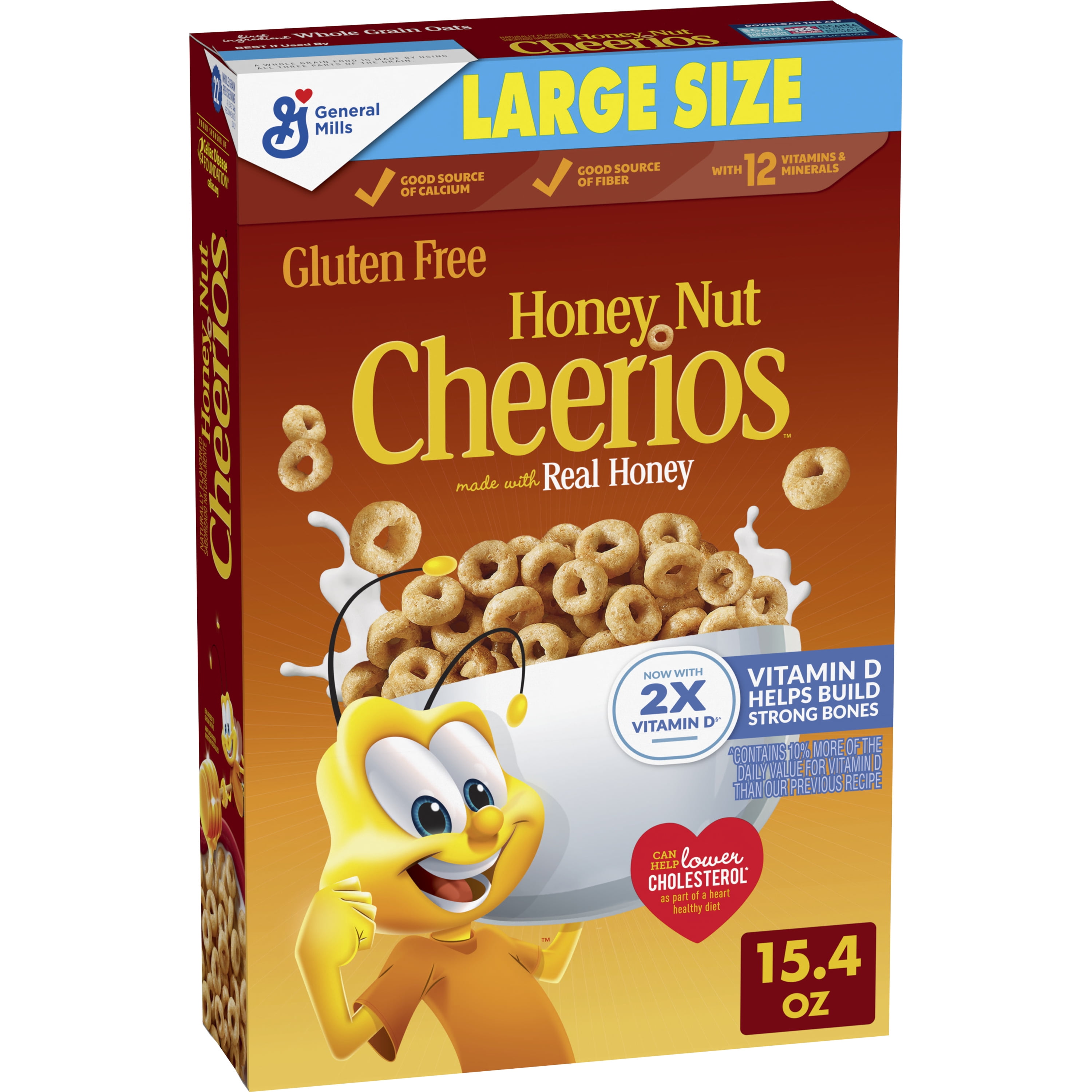 Honey Nut Cheerios Heart Healthy Breakfast Cereal, Gluten Free Cereal