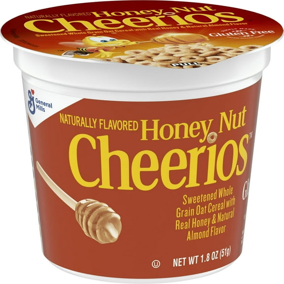 Honey Nut Cheerios Heart Healthy Cereal Cup, 1.8 OZ Single Serve Cereal Cup pack of 2