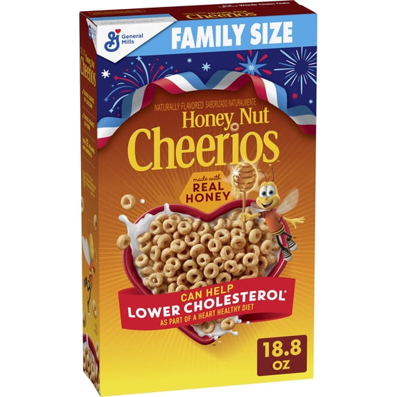 Honey Nut Cheerios, Heart Healthy Gluten Free Breakfast Cereal, Family Size, 18.8 oz