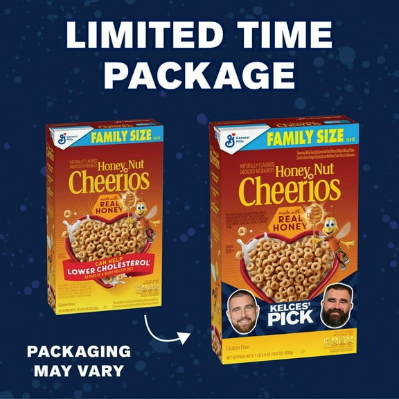 Honey Nut Cheerios Heart Healthy Gluten Free Breakfast Cereal, Family Size, 18.8oz (Pack 2)