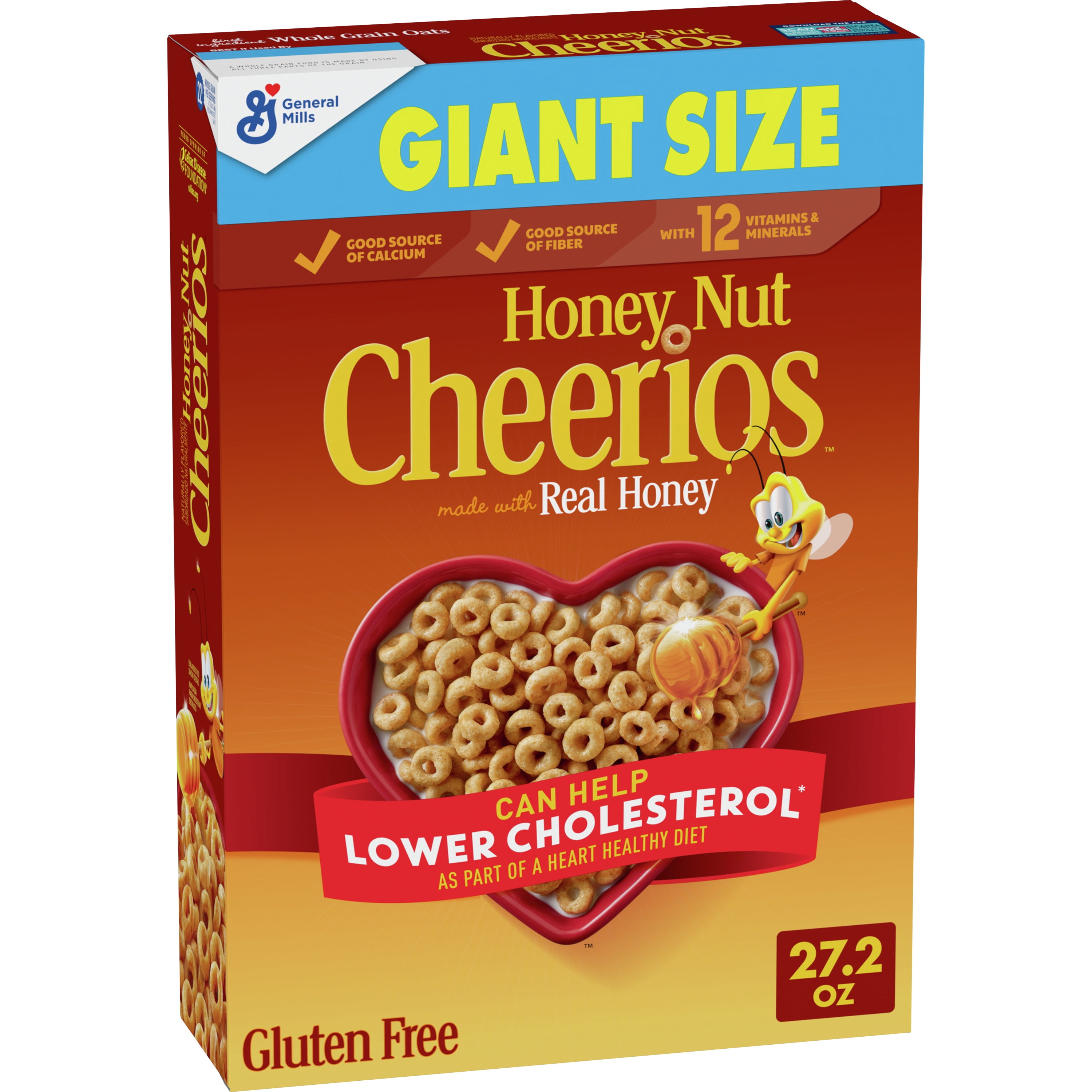 Honey Nut Cheerios Heart Healthy Gluten Free Breakfast Cereal, Giant Size, 27.2 oz