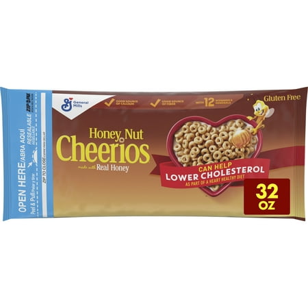 Honey Nut Cheerios Heart Healthy Gluten Free Breakfast Cereal, Value Bag, 32 oz