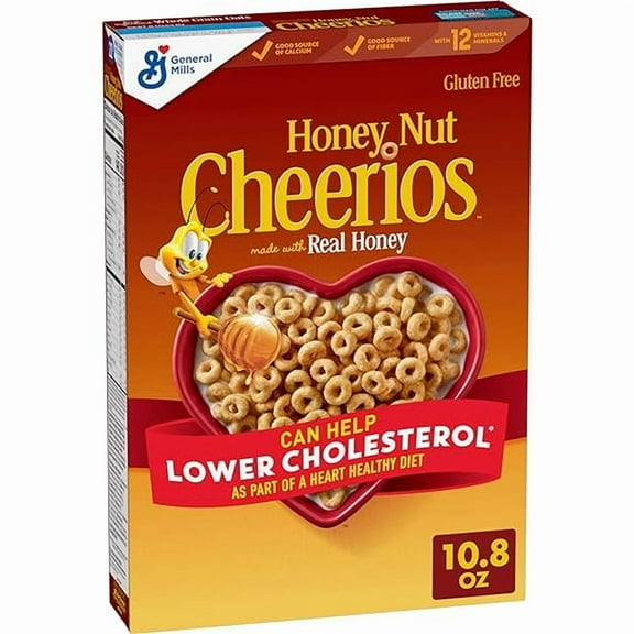 Honey Nut Cheerios, Heart Healthy Gluten Free Breakfast Cereal with Whole Grain Oats, 10.8 oz