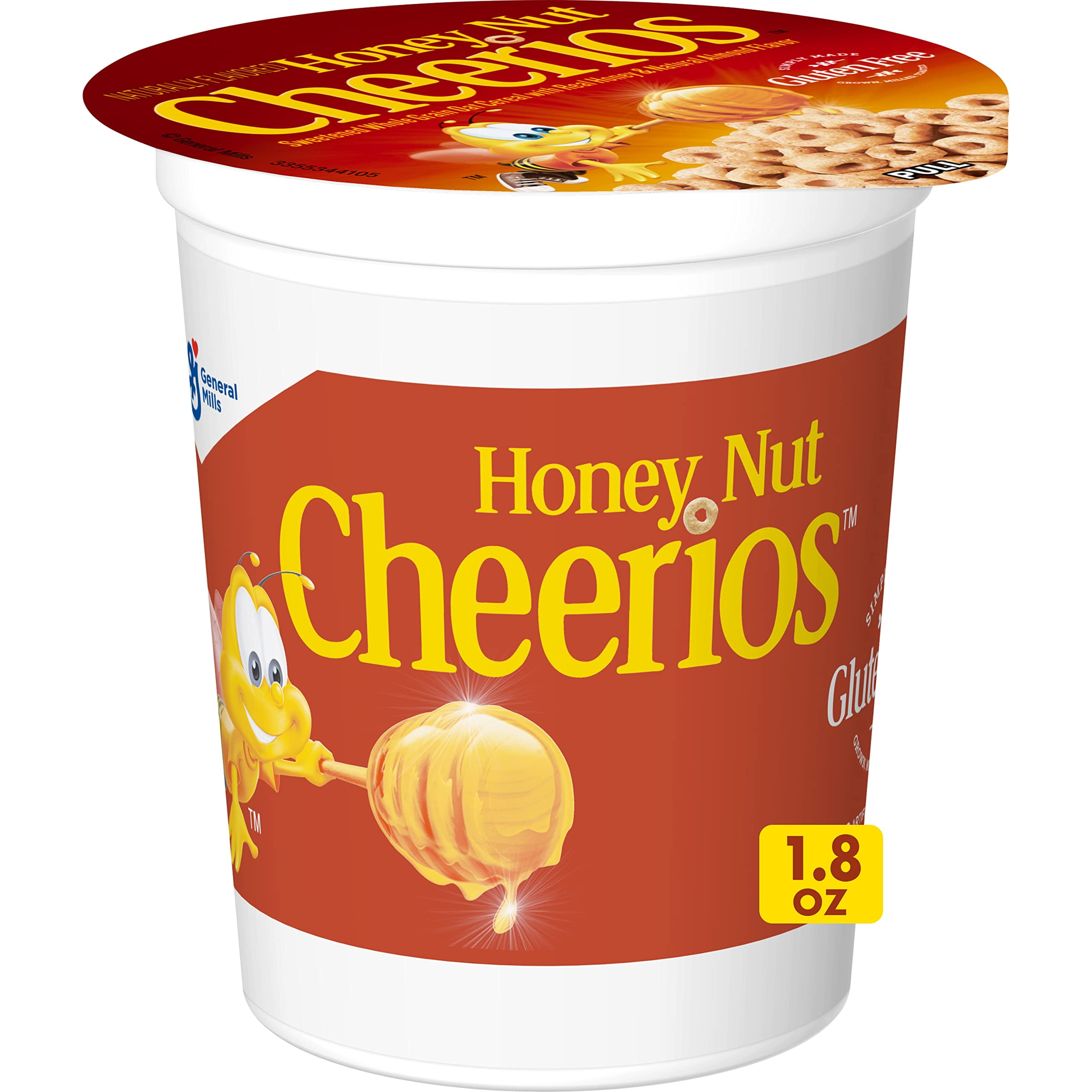 Honey Nut Cheerios Heart .. Healthy Cereal in a .. Cup, Gluten Free Cereal .. with Whole Grain Oats, .. 1.8 OZ Single Serve .. (Pack of 12)
