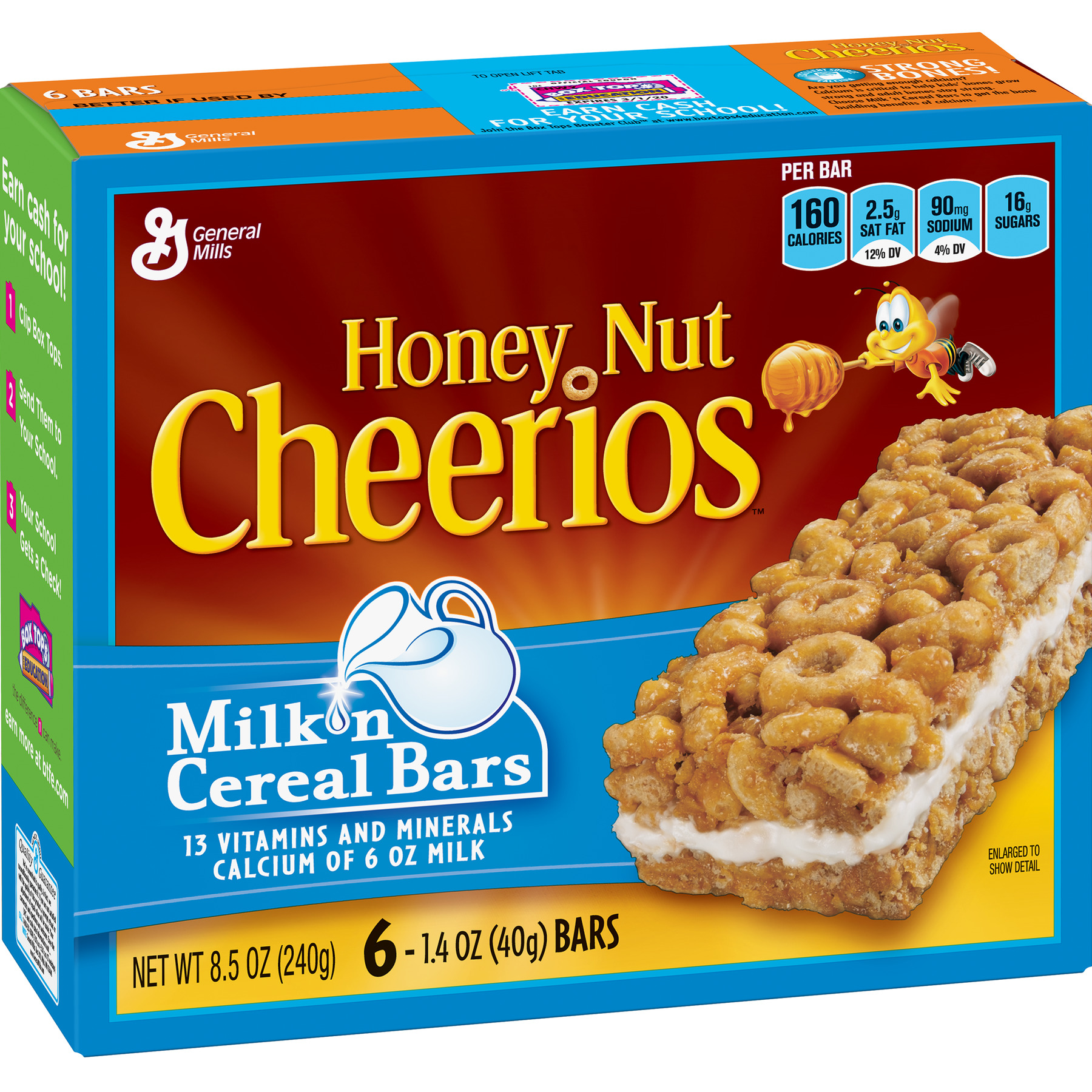 Honey Nut Cheerios Milk 'N Cereal Bars Treat Bar, 8.5 oz, 6 Ct - image 1 of 11