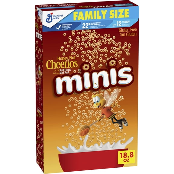 Honey Nut Cheerios Minis Breakfast Cereal, Family Size, 18.8 oz (Pack 6)