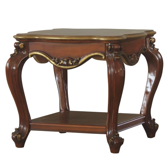 Honey Oak End Table with Bottom Shelf