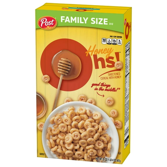 Honey Ohs! Family Size Cereal, Sweetened Honey Cereal, 20 oz (Pack 6)
