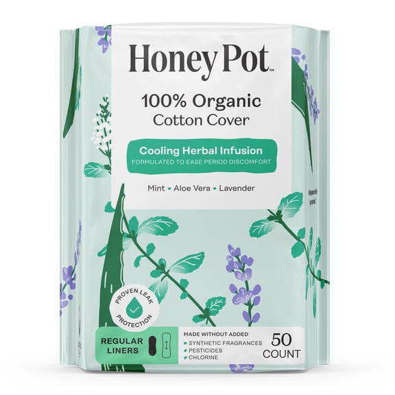 Honey Pot 100% Organic Cotton Cover Cooling Regular Liner, 50 Count